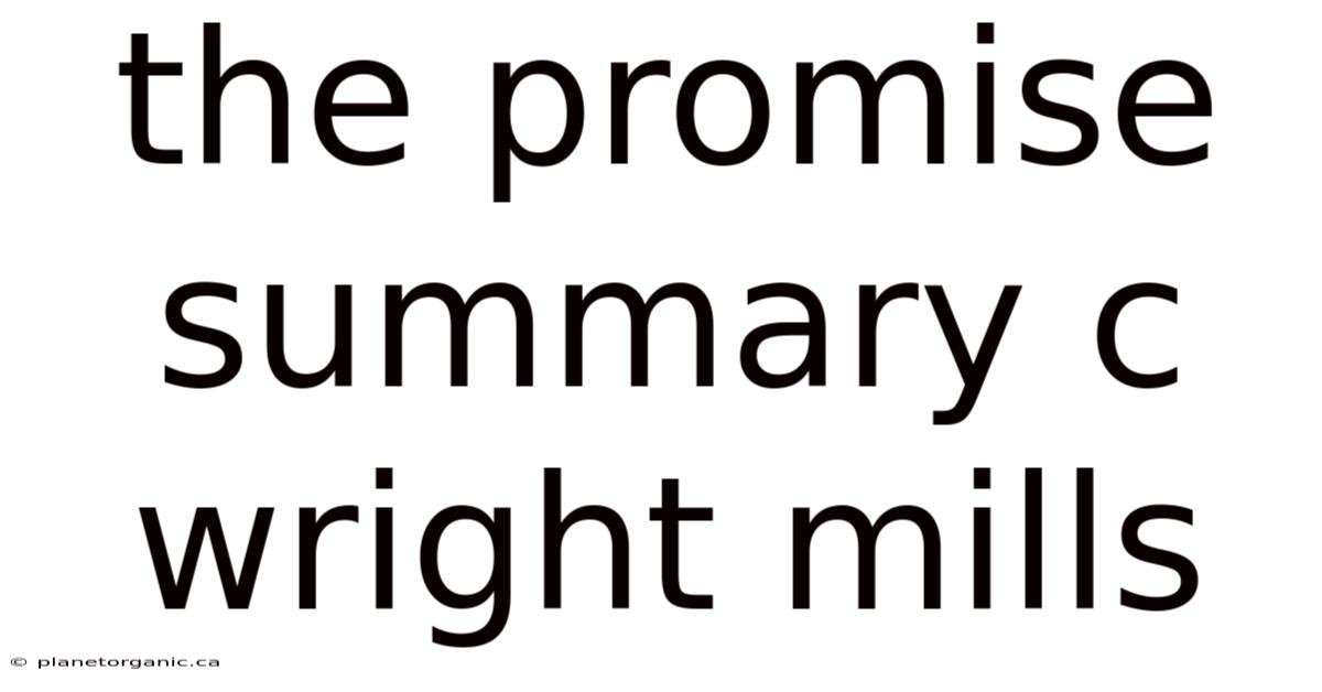 The Promise Summary C Wright Mills