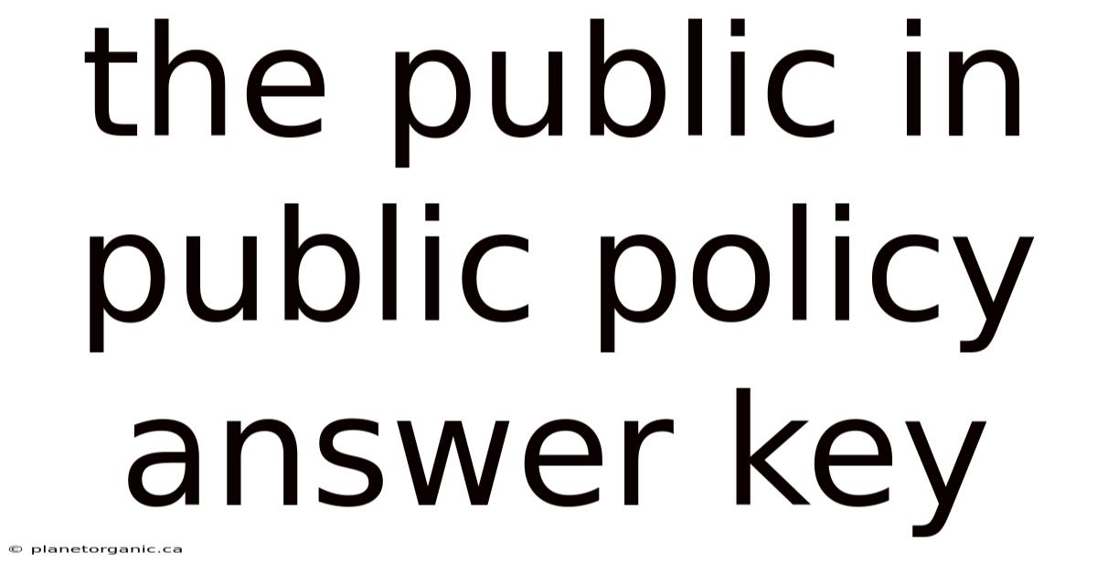 The Public In Public Policy Answer Key