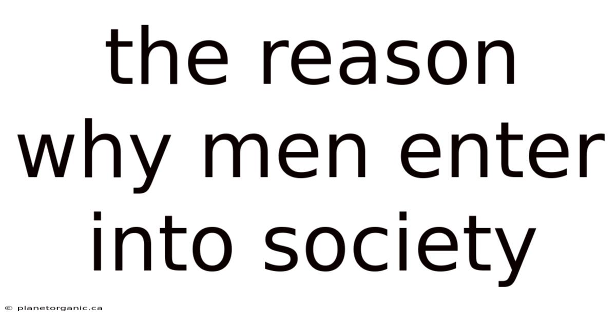 The Reason Why Men Enter Into Society