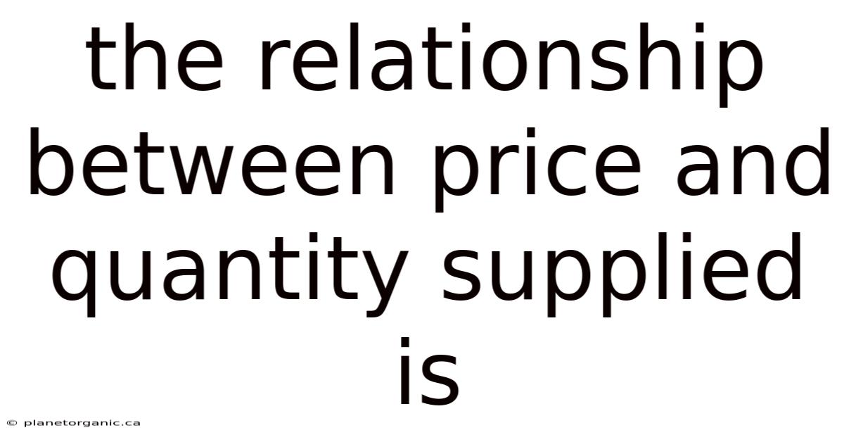 The Relationship Between Price And Quantity Supplied Is
