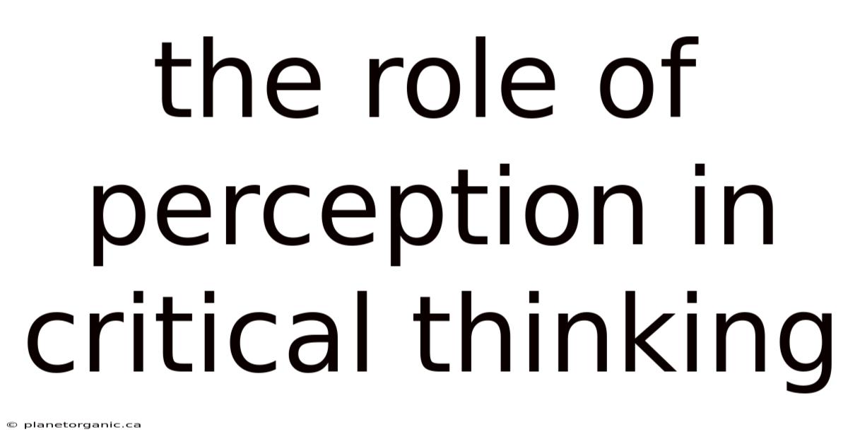 The Role Of Perception In Critical Thinking