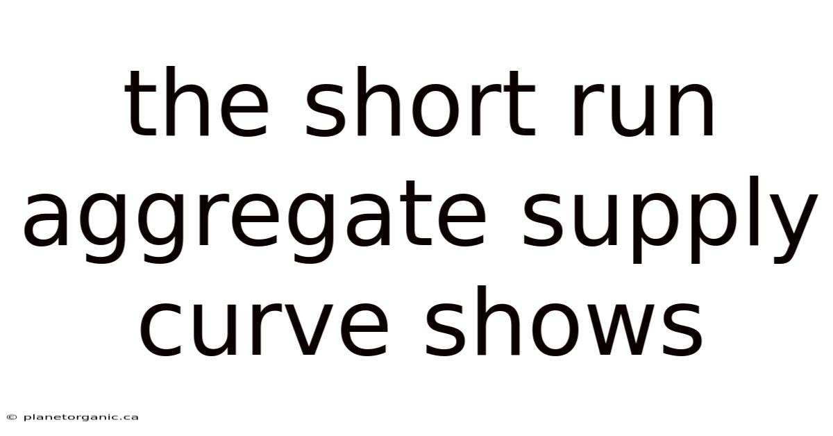 The Short Run Aggregate Supply Curve Shows