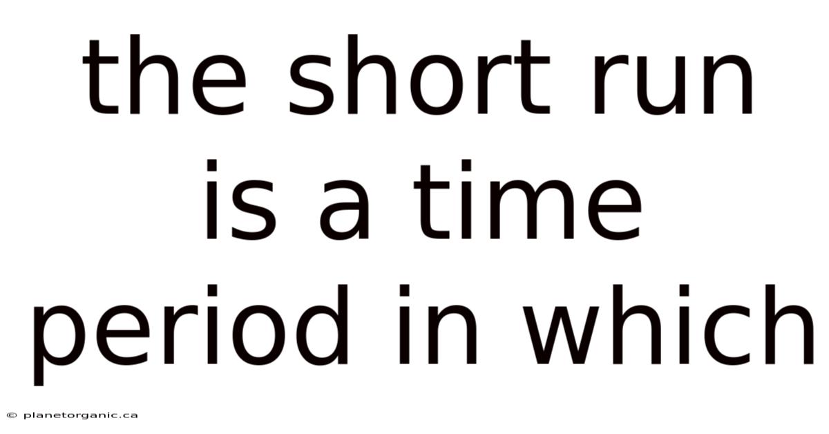 The Short Run Is A Time Period In Which