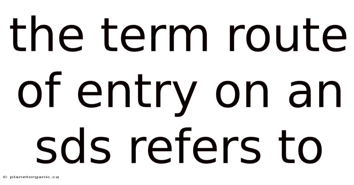 The Term Route Of Entry On An Sds Refers To