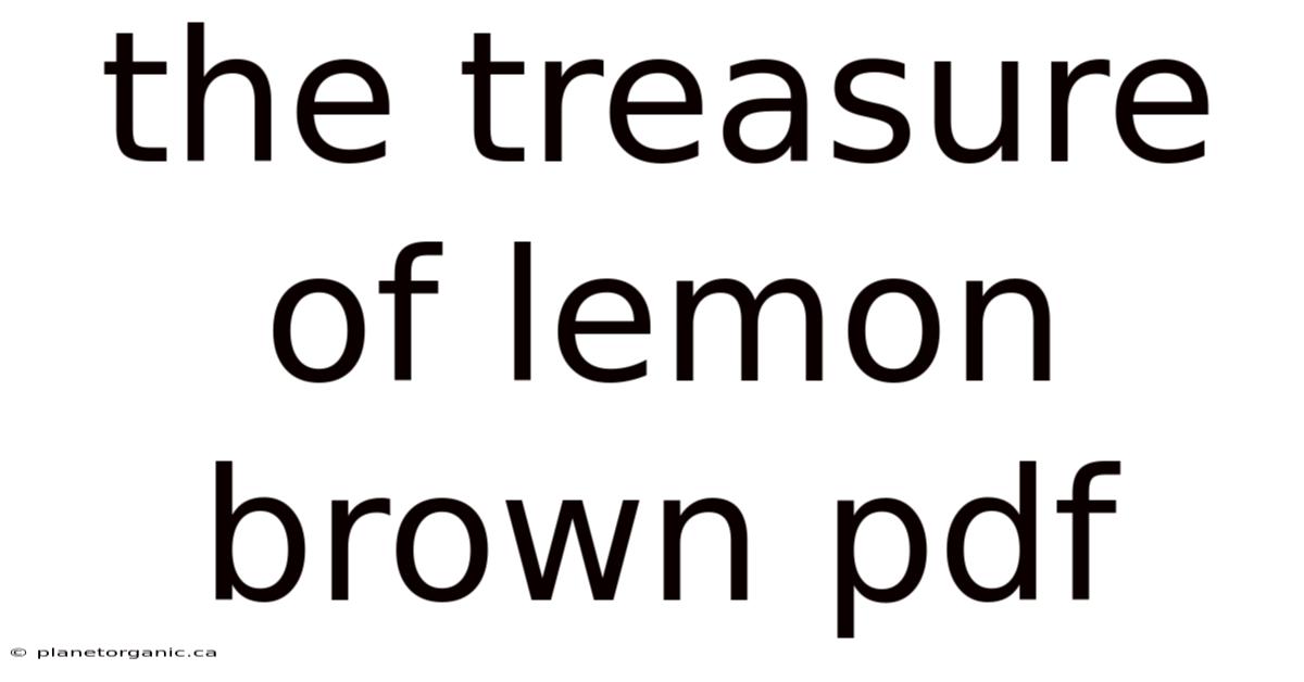 The Treasure Of Lemon Brown Pdf