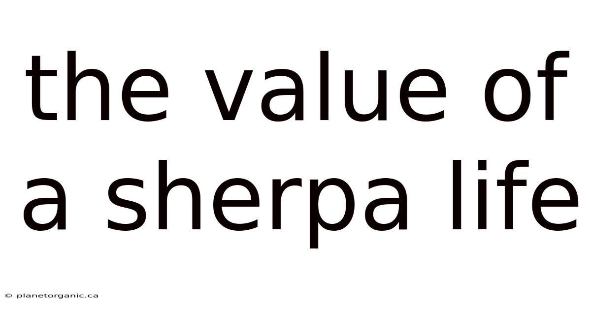 The Value Of A Sherpa Life