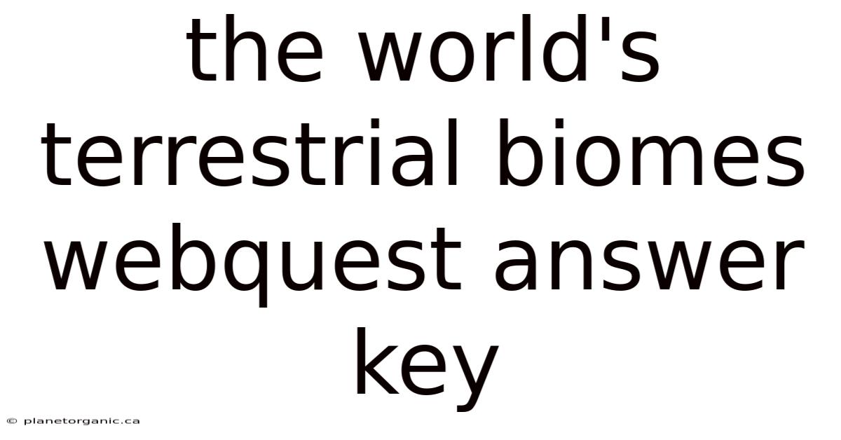 The World's Terrestrial Biomes Webquest Answer Key