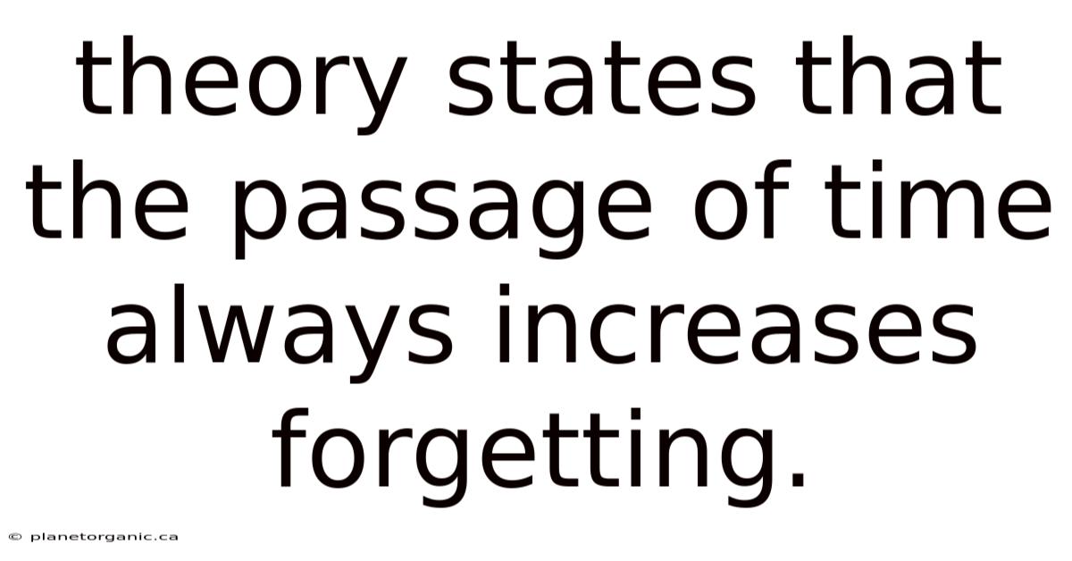 Theory States That The Passage Of Time Always Increases Forgetting.