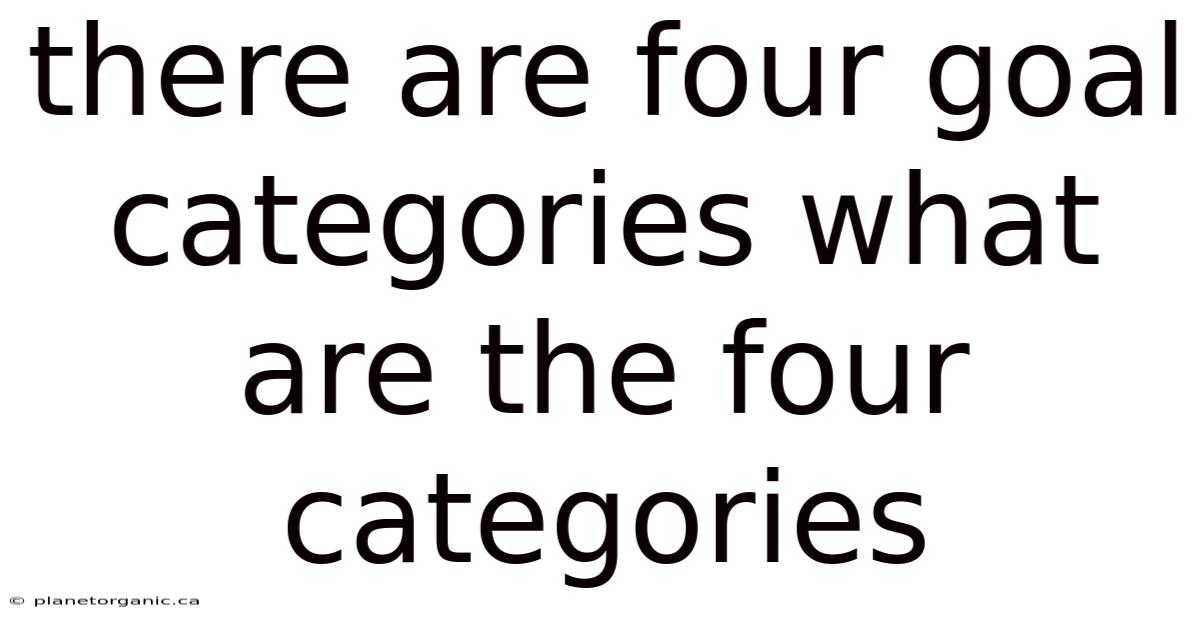 There Are Four Goal Categories What Are The Four Categories