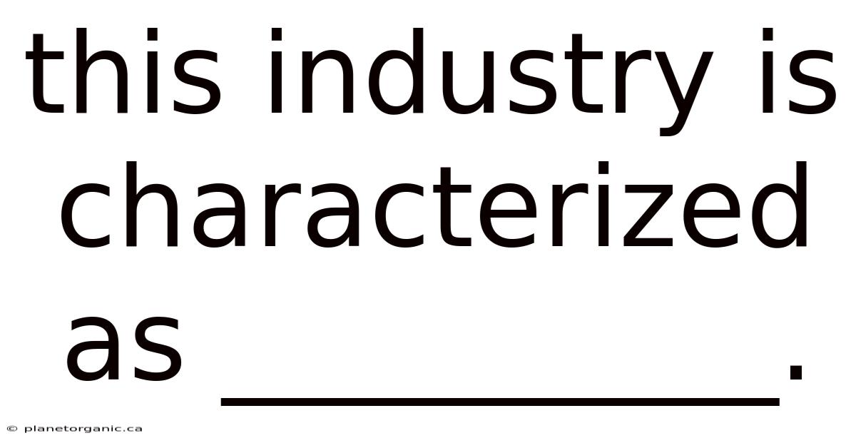This Industry Is Characterized As __________.