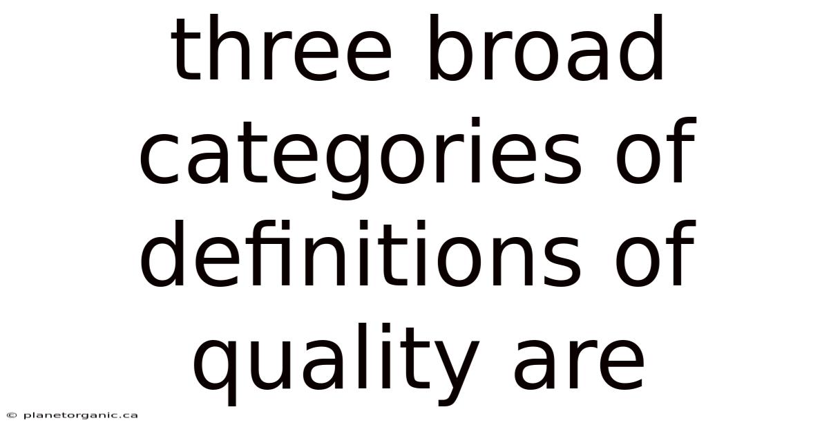 Three Broad Categories Of Definitions Of Quality Are