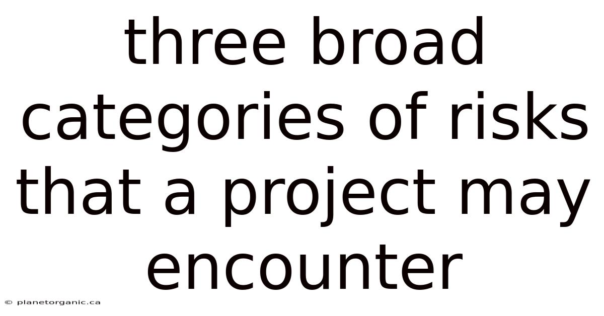 Three Broad Categories Of Risks That A Project May Encounter
