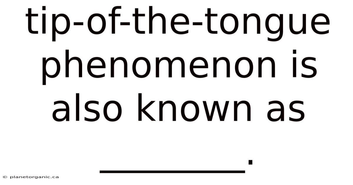 Tip-of-the-tongue Phenomenon Is Also Known As ________.