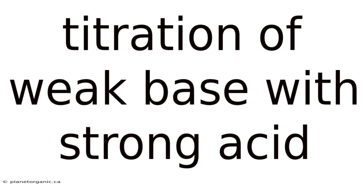 Titration Of Weak Base With Strong Acid