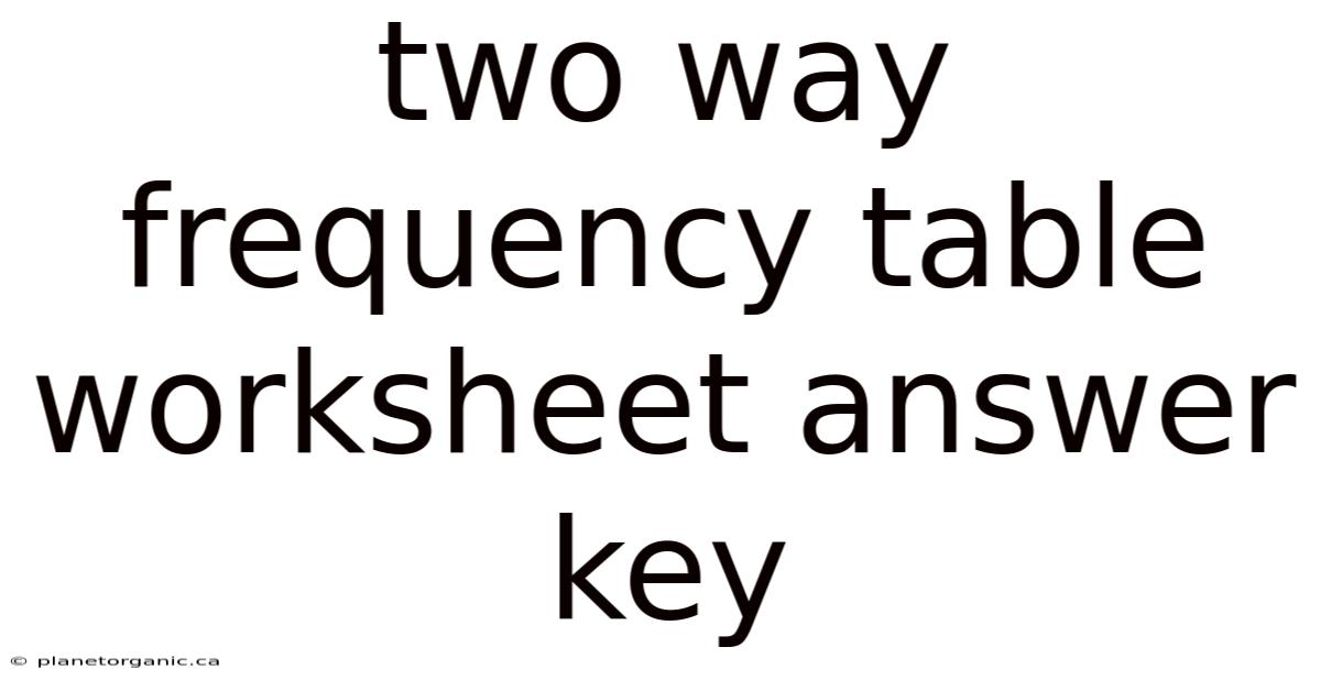 Two Way Frequency Table Worksheet Answer Key
