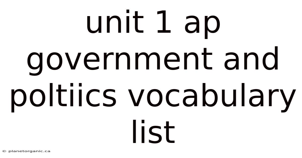 Unit 1 Ap Government And Poltiics Vocabulary List