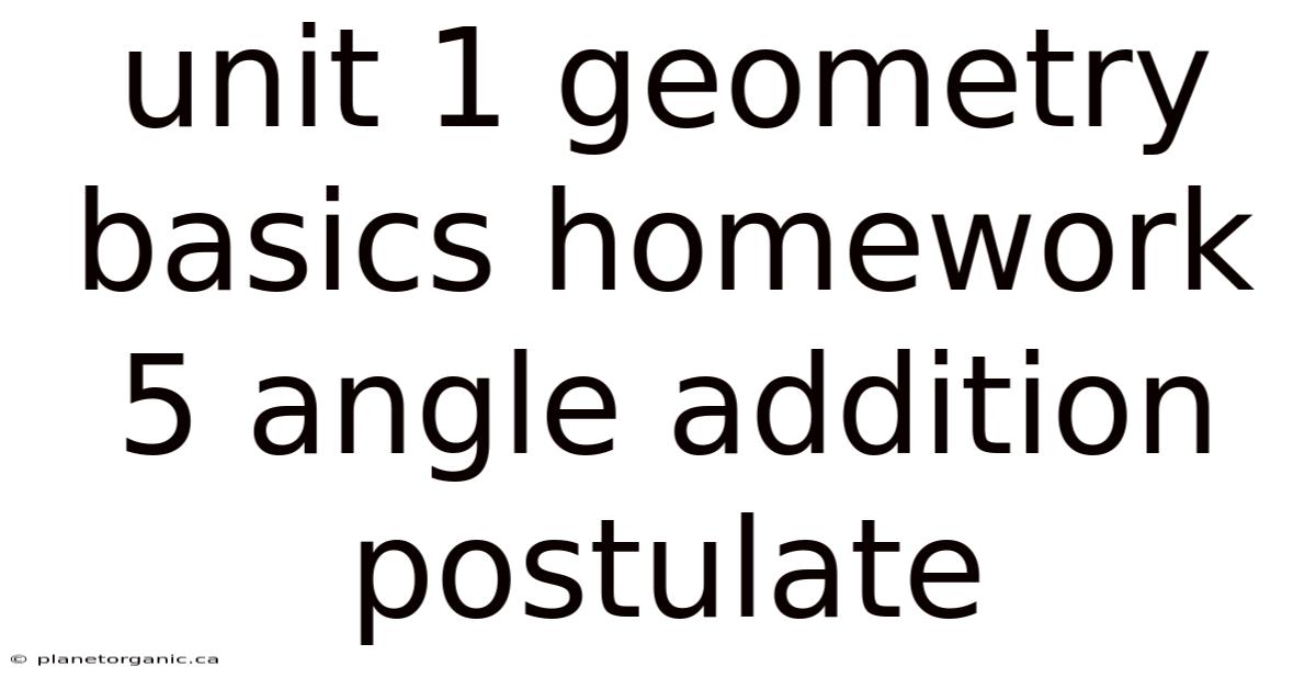 Unit 1 Geometry Basics Homework 5 Angle Addition Postulate