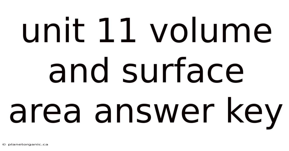 Unit 11 Volume And Surface Area Answer Key
