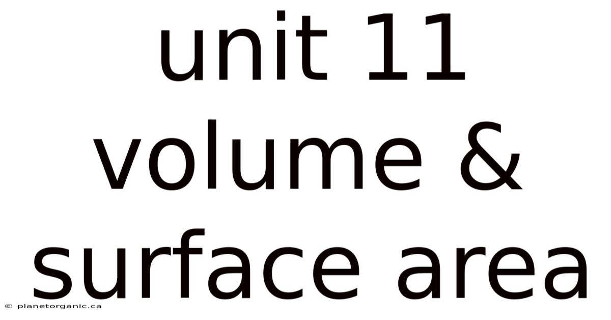 Unit 11 Volume & Surface Area