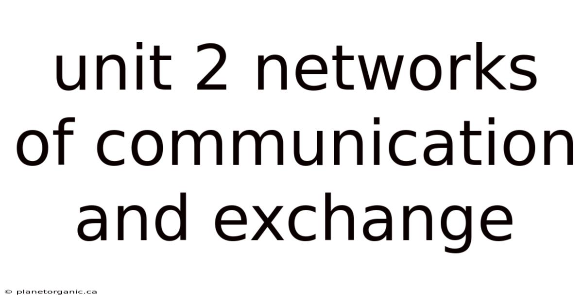 Unit 2 Networks Of Communication And Exchange
