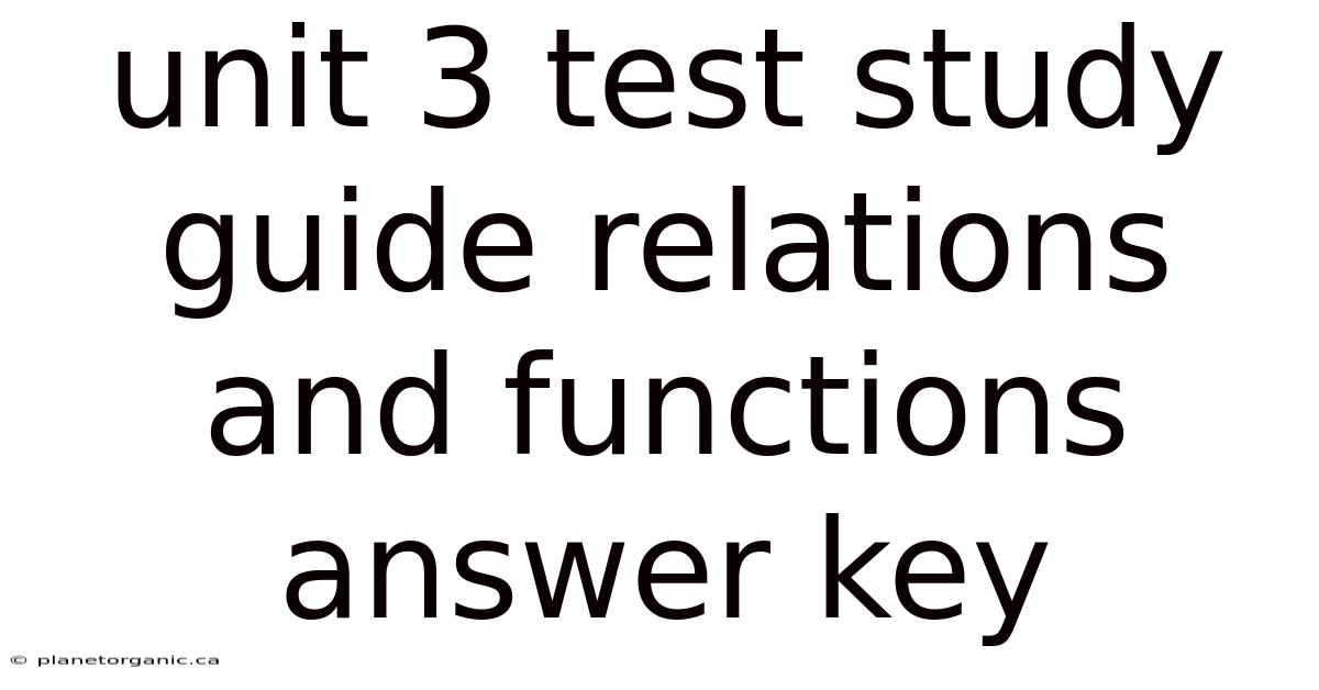 Unit 3 Test Study Guide Relations And Functions Answer Key