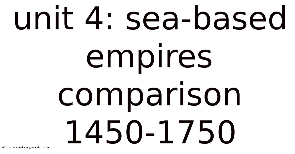 Unit 4: Sea-based Empires Comparison 1450-1750