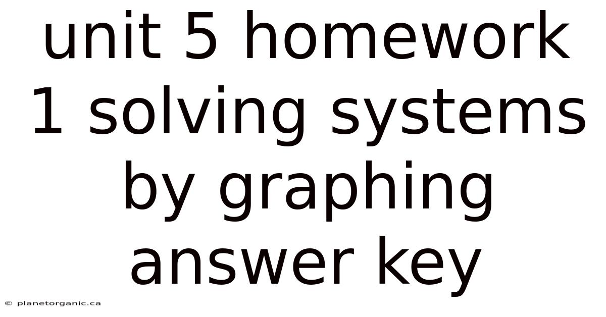 Unit 5 Homework 1 Solving Systems By Graphing Answer Key