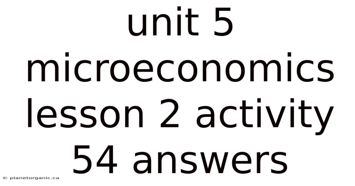 Unit 5 Microeconomics Lesson 2 Activity 54 Answers