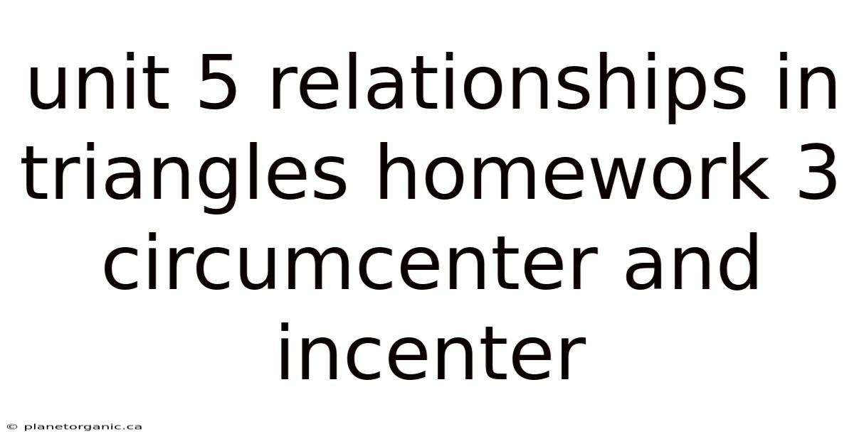 Unit 5 Relationships In Triangles Homework 3 Circumcenter And Incenter
