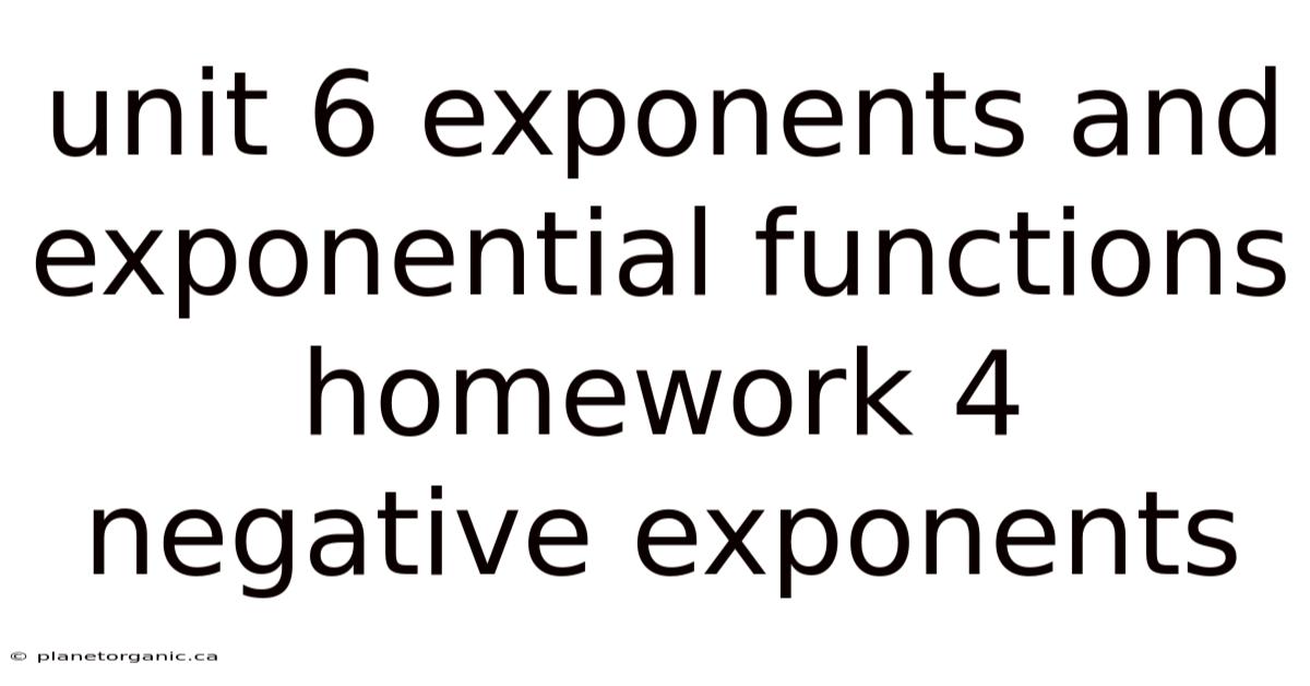 Unit 6 Exponents And Exponential Functions Homework 4 Negative Exponents