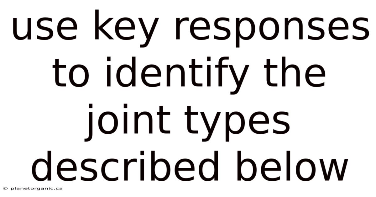 Use Key Responses To Identify The Joint Types Described Below
