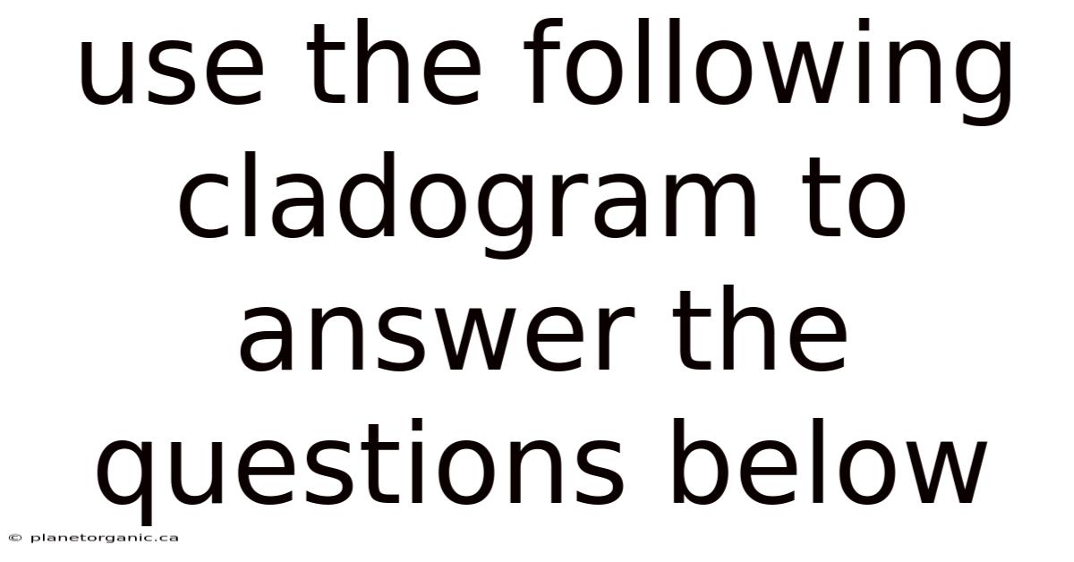 Use The Following Cladogram To Answer The Questions Below