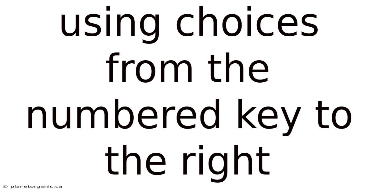 Using Choices From The Numbered Key To The Right