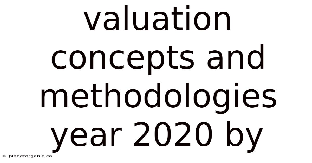 Valuation Concepts And Methodologies Year 2020 By