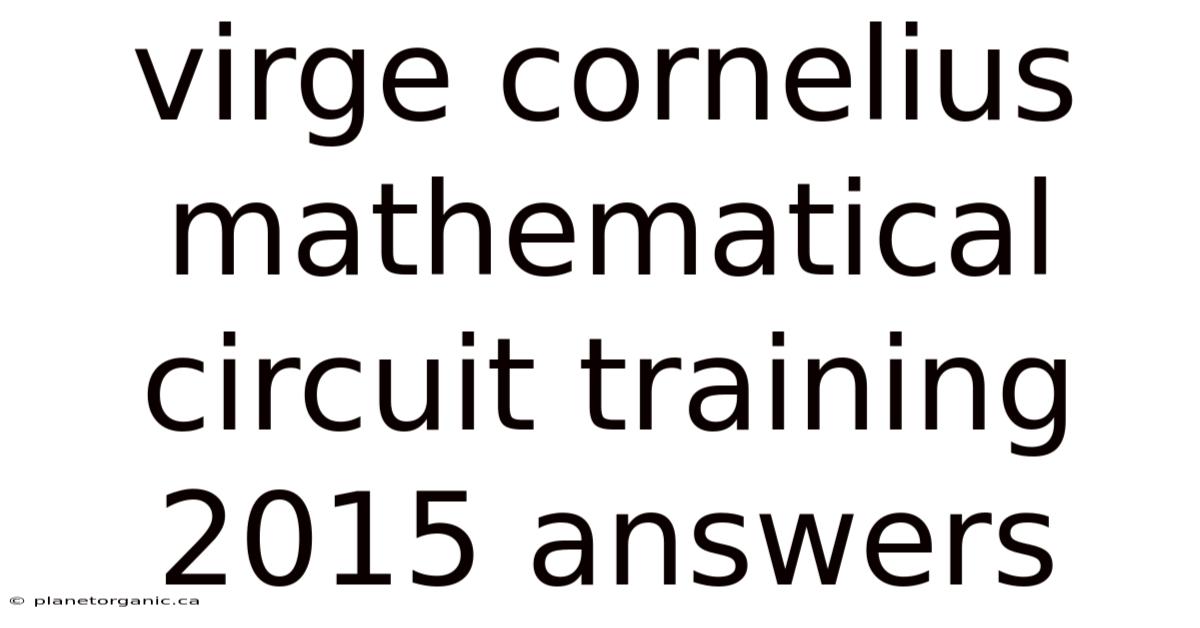 Virge Cornelius Mathematical Circuit Training 2015 Answers