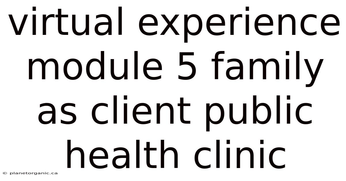 Virtual Experience Module 5 Family As Client Public Health Clinic