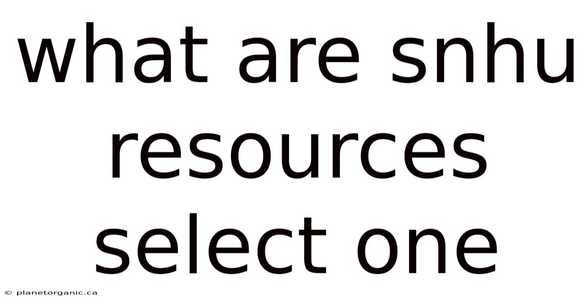 What Are Snhu Resources Select One