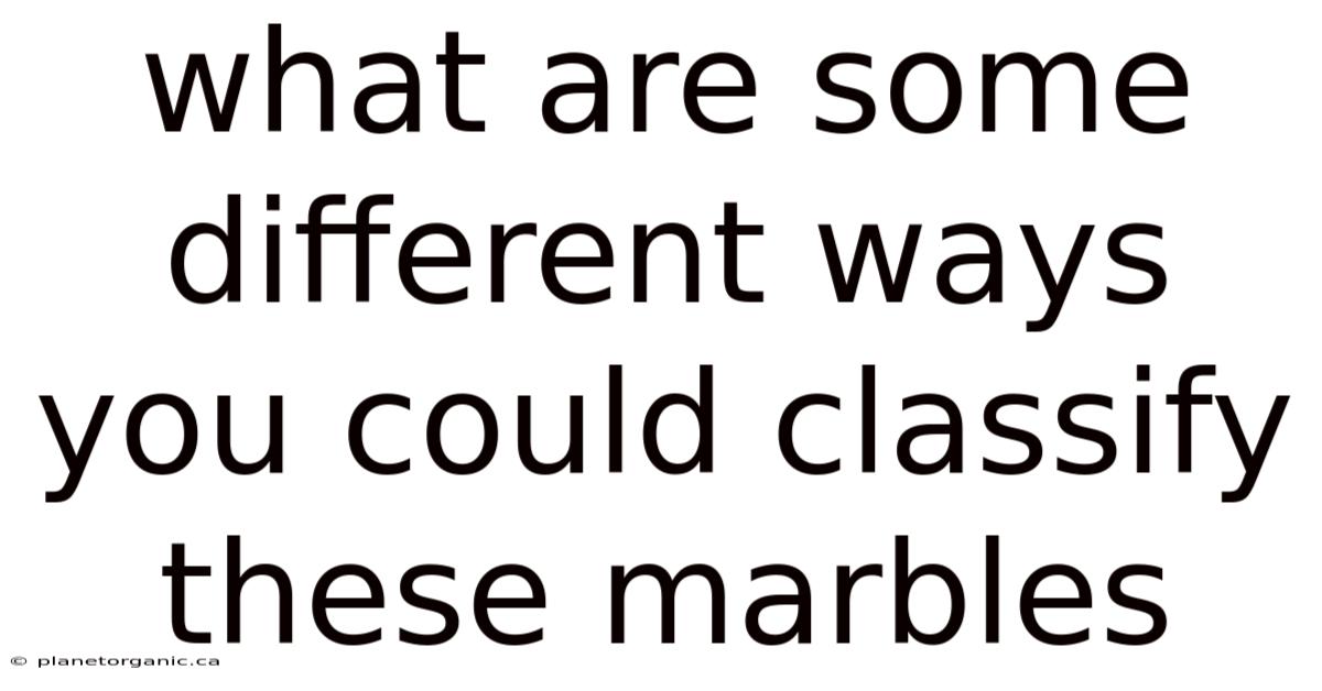 What Are Some Different Ways You Could Classify These Marbles