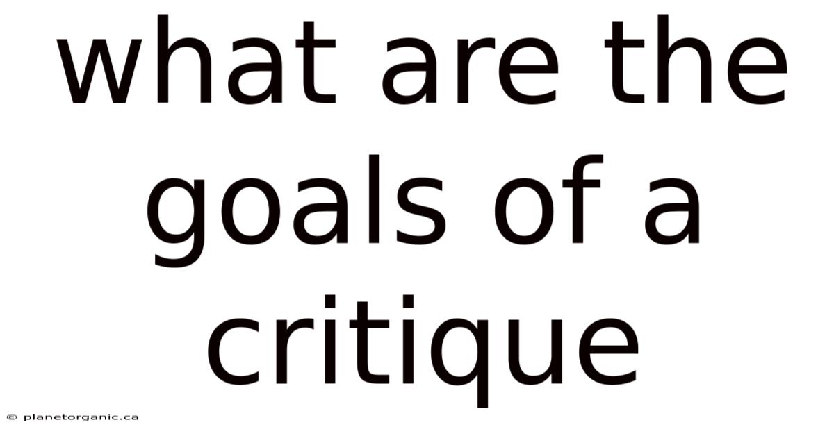 What Are The Goals Of A Critique