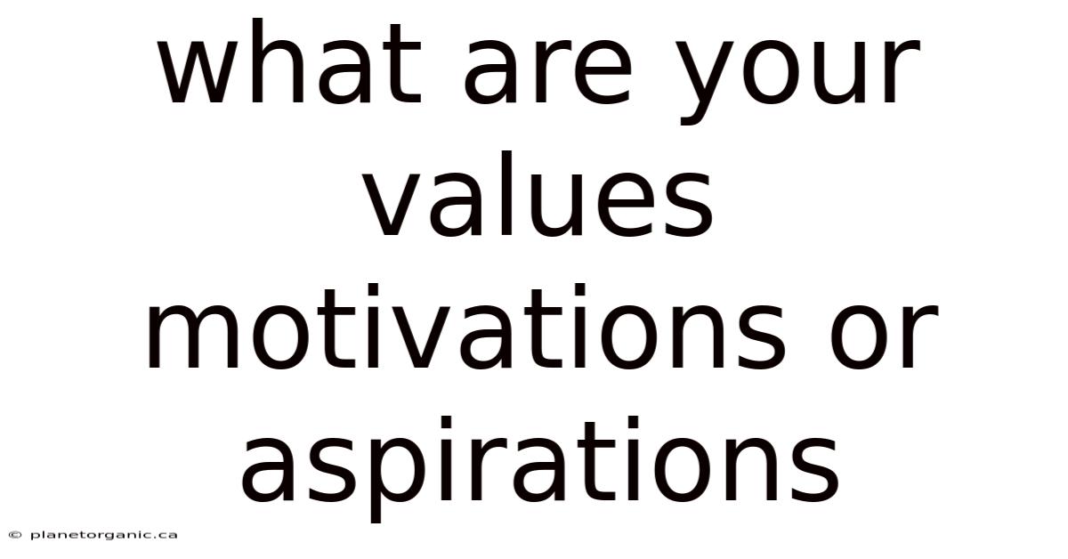 What Are Your Values Motivations Or Aspirations