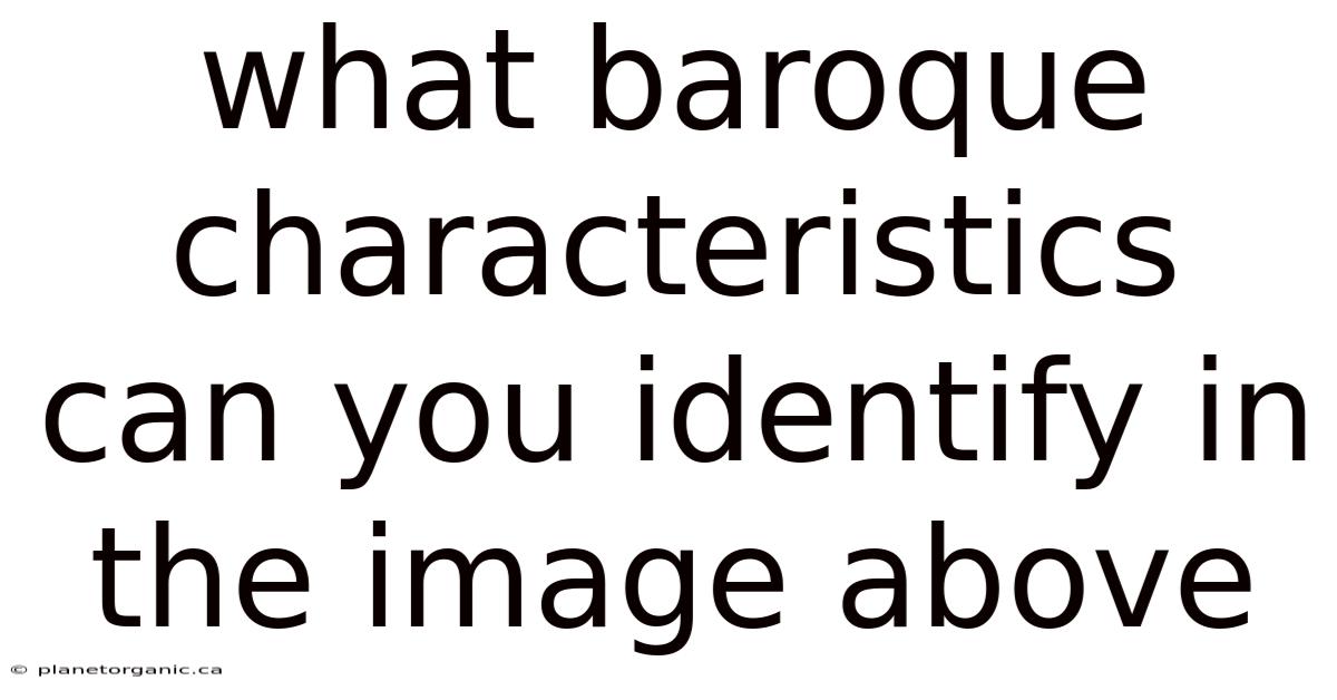 What Baroque Characteristics Can You Identify In The Image Above
