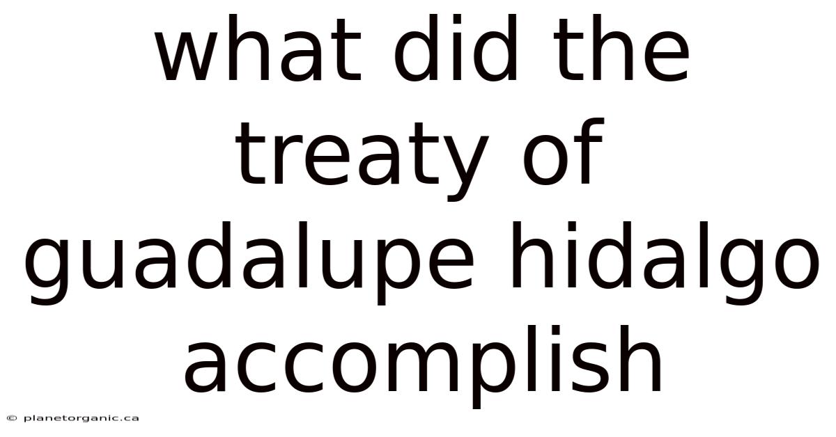 What Did The Treaty Of Guadalupe Hidalgo Accomplish