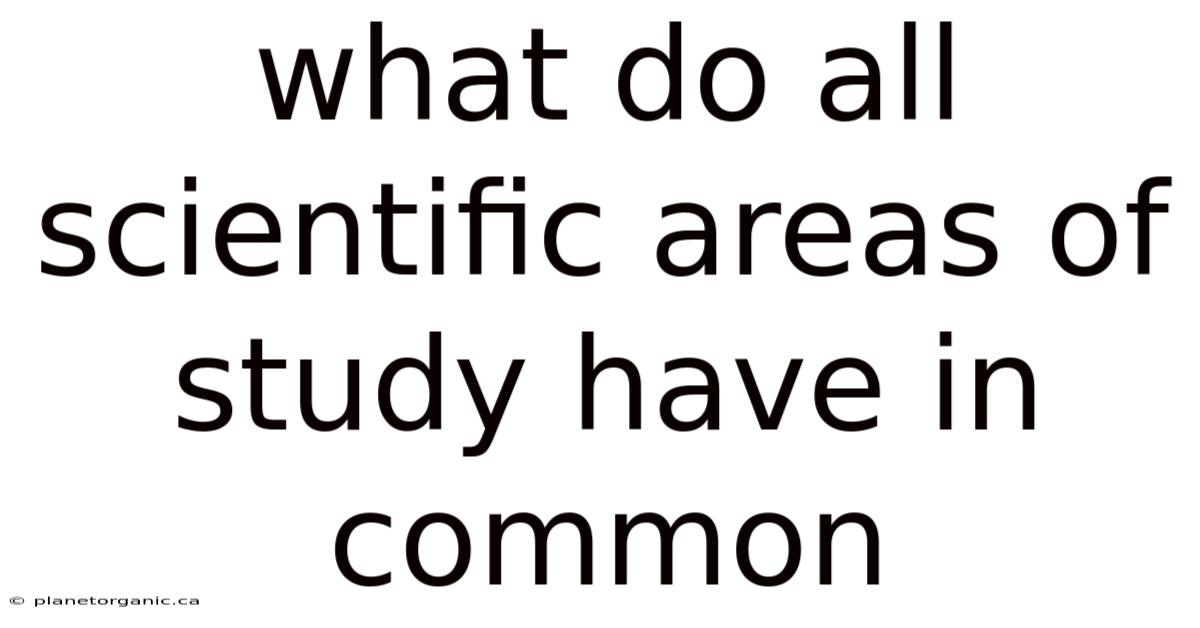 What Do All Scientific Areas Of Study Have In Common