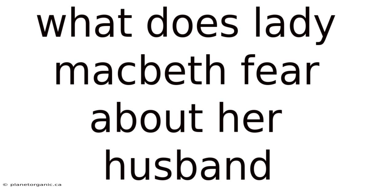 What Does Lady Macbeth Fear About Her Husband