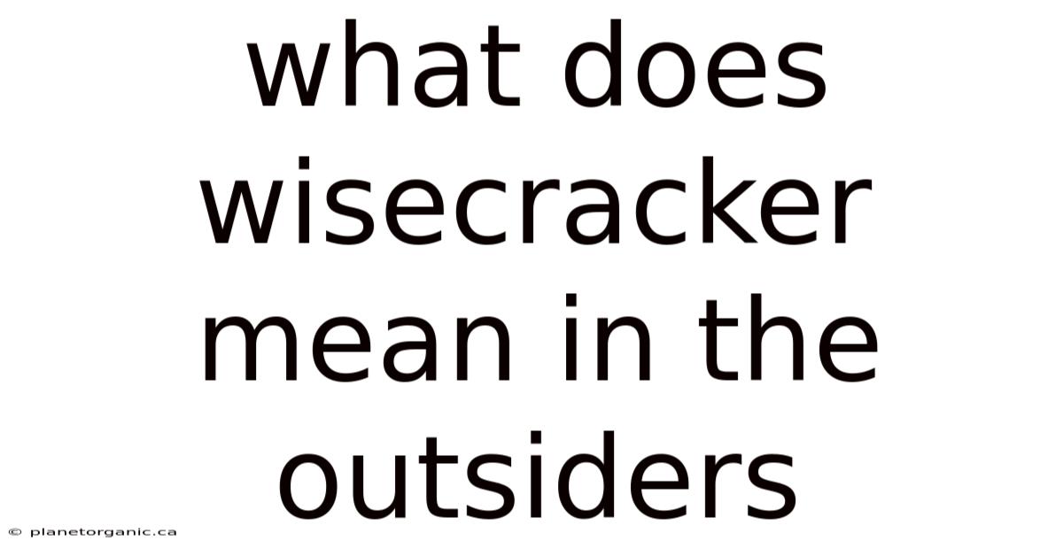 What Does Wisecracker Mean In The Outsiders