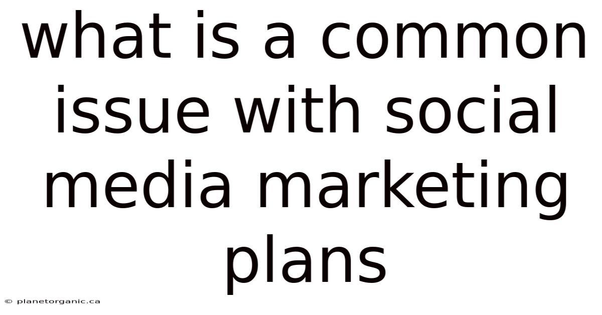 What Is A Common Issue With Social Media Marketing Plans