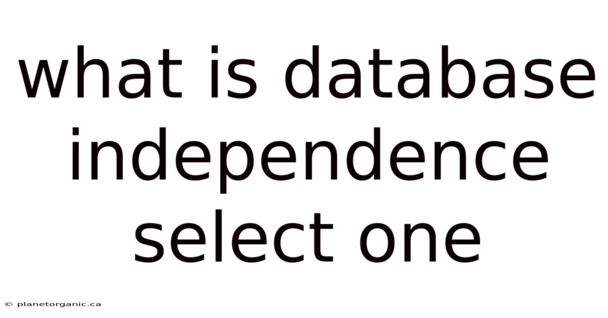 What Is Database Independence Select One