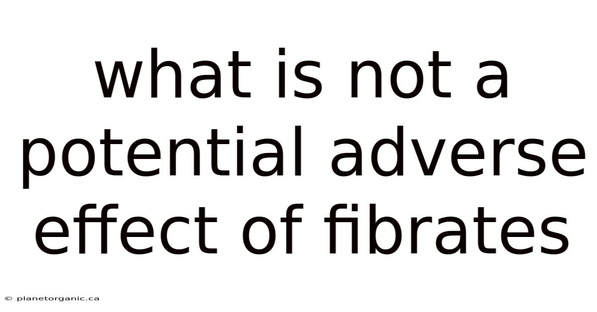 What Is Not A Potential Adverse Effect Of Fibrates