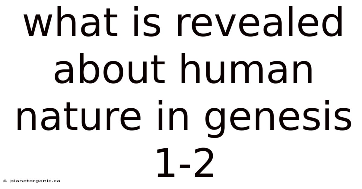 What Is Revealed About Human Nature In Genesis 1-2