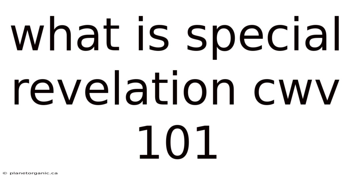 What Is Special Revelation Cwv 101